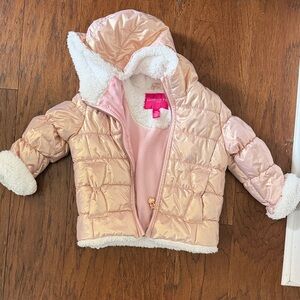 Pink Puffer London Fog Jacket with Sherpa Lining